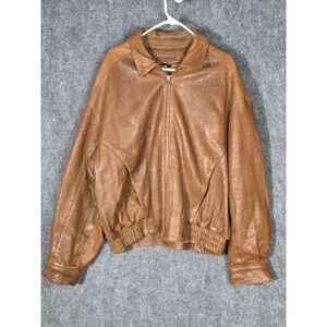 Vintage Cypress Grove Mens Brown Leather Bomber Jacket Full Zip XL Designer Work